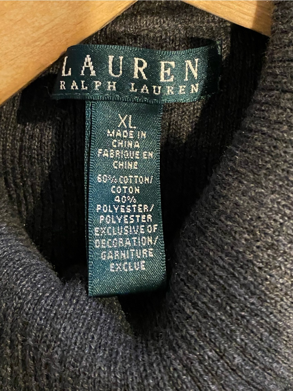 VINTAGE LAUREN RALPH LAUREN OLIVE GREEN RIBBED TURTLENECK SWEATER SZ XL - Picture 5 of 5